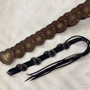 SOLD Pair of Boho Western Statement Belts in Faux Suede Brand New